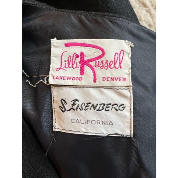 Vintage 60s black long sleeve mini dress, bow hem detail - Picture 5 of 7